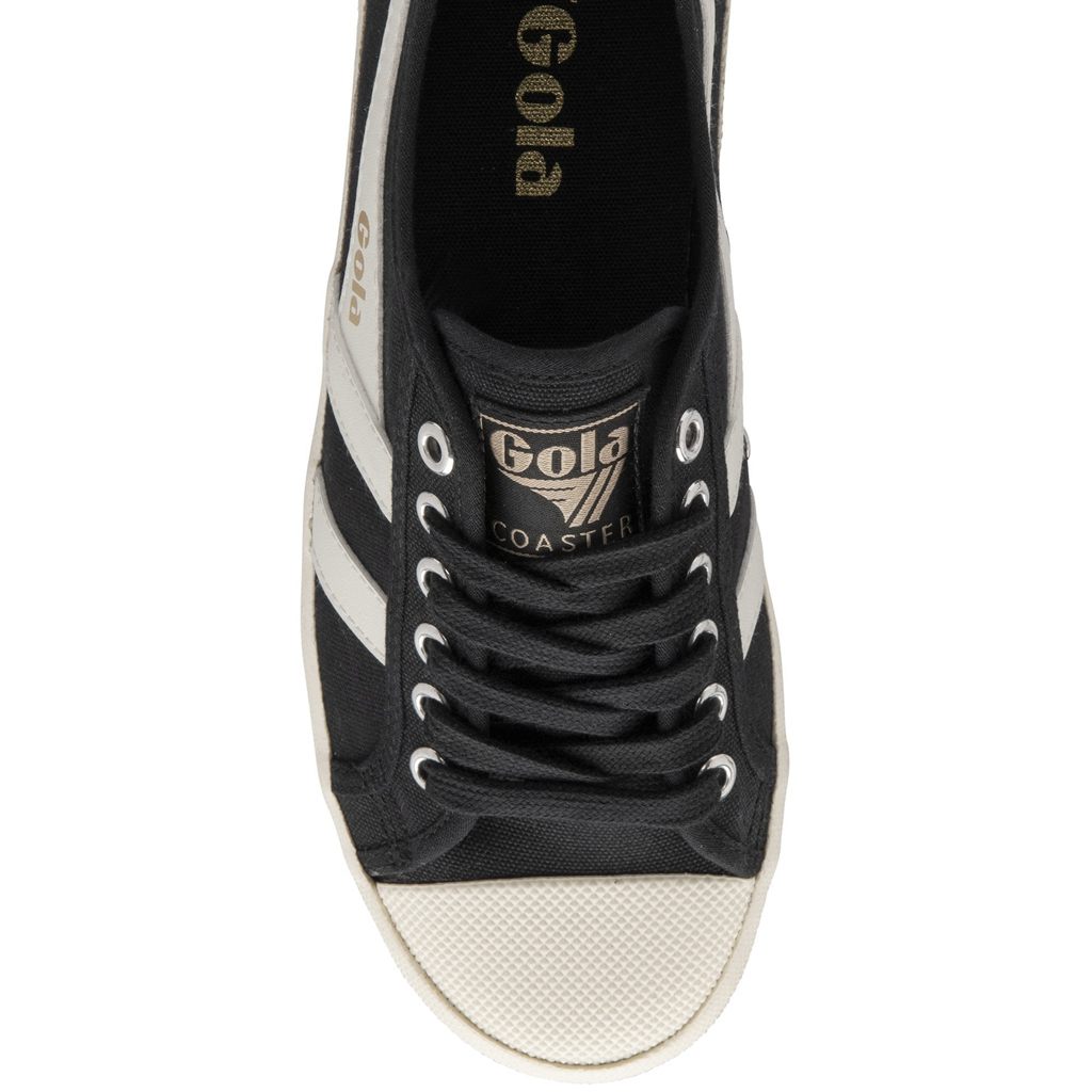 Gola Vegan Classics Coaster Shoes Pretas Branco Douradas Portugal | ABXS05194