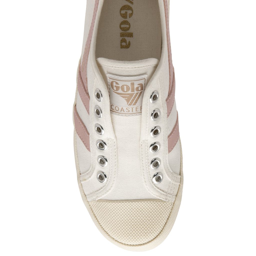Gola Vegan Classics Coaster Slip Shoes Branco Rosa Portugal | JOAH87692