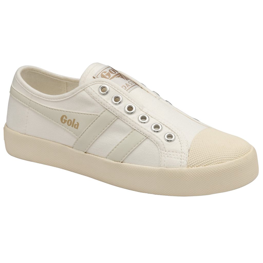 Gola Vegan Classics Coaster Slip Shoes Branco Branco Portugal | MKSF47691