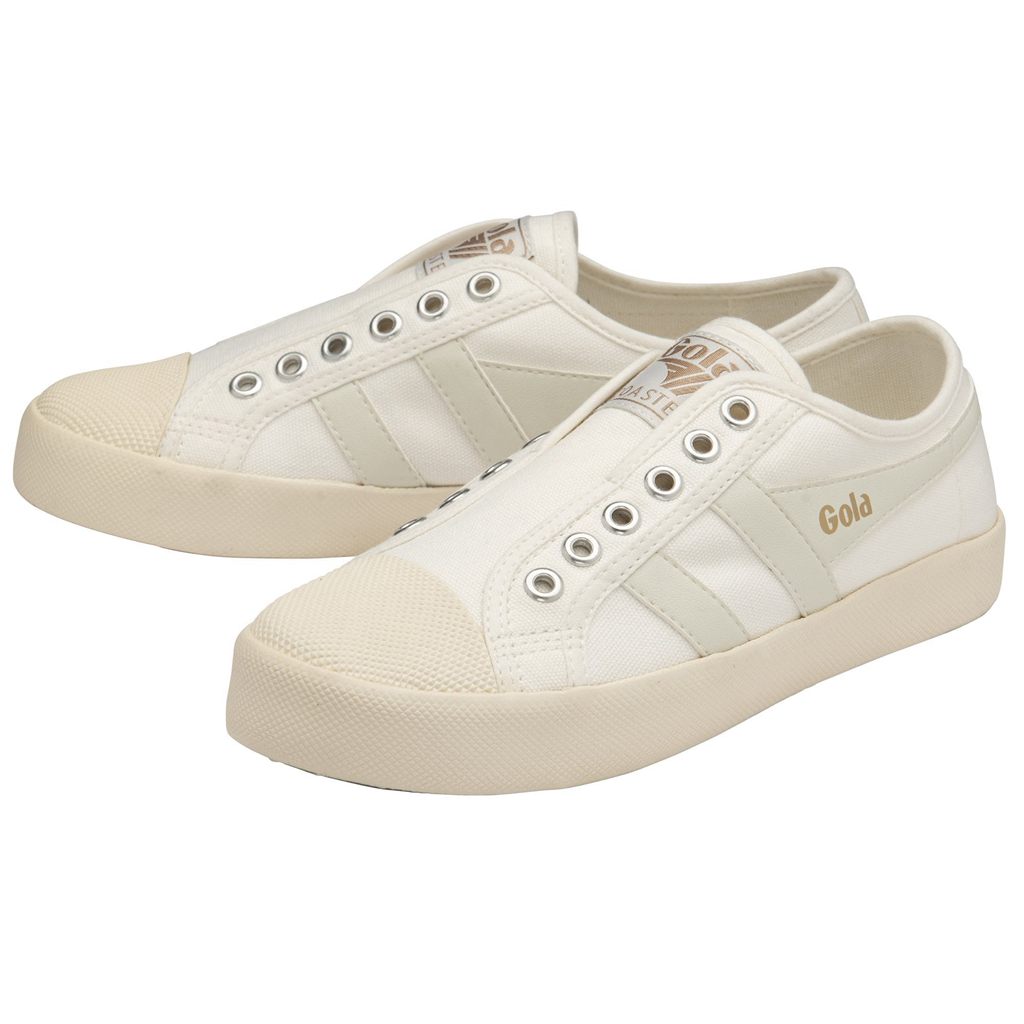 Gola Vegan Classics Coaster Slip Shoes Branco Branco Portugal | MKSF47691