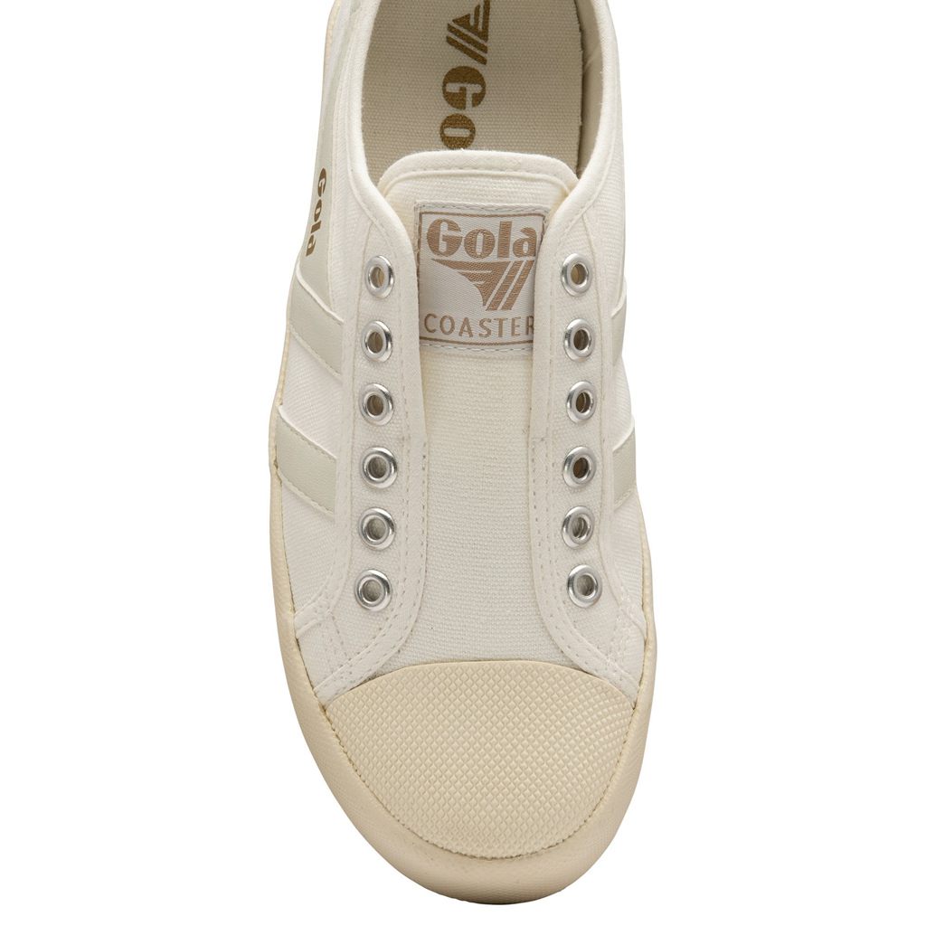Gola Vegan Classics Coaster Slip Shoes Branco Branco Portugal | MKSF47691