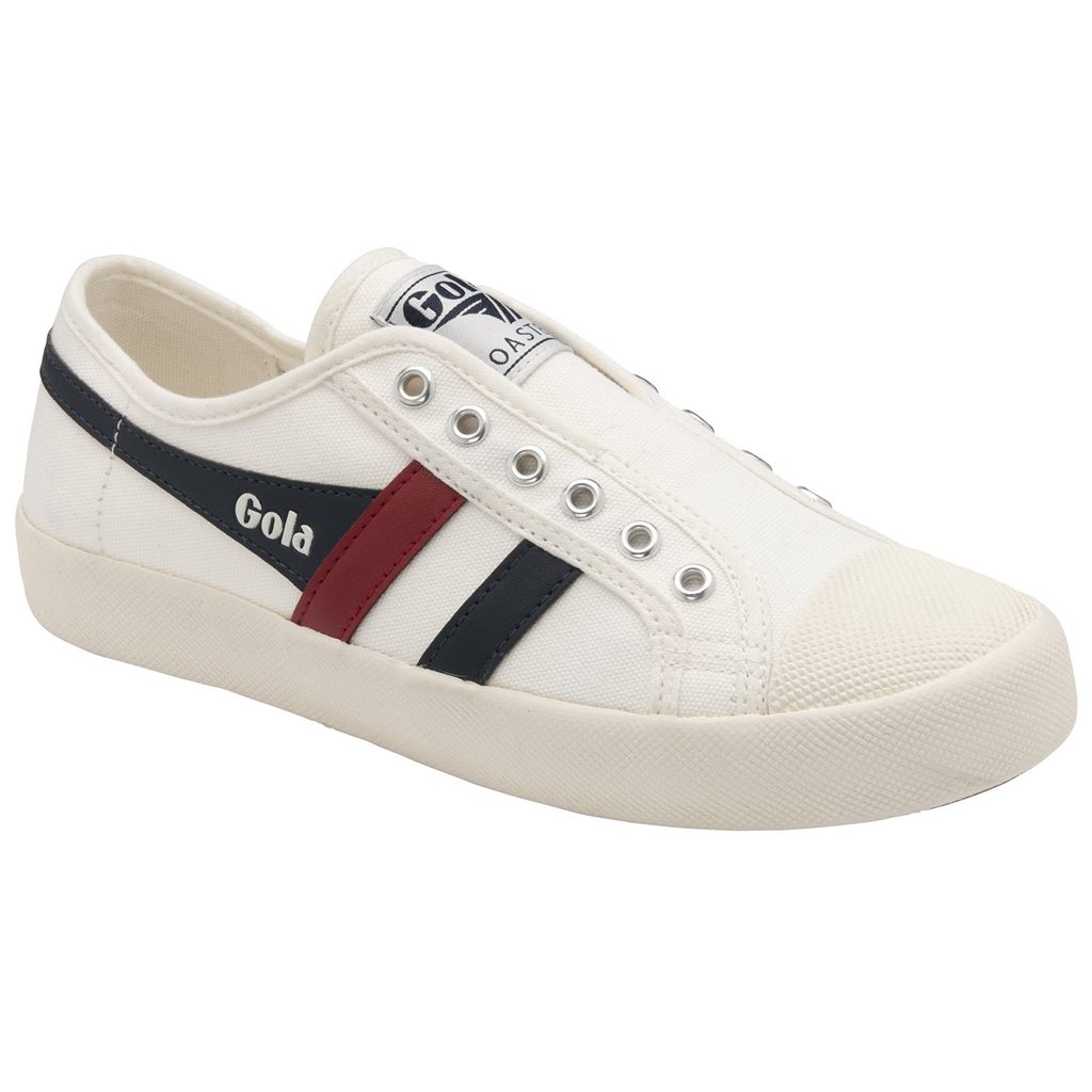 Gola Vegan Classics Coaster Slip Shoes Branco Azul Marinho Vermelhas Portugal | TSDC97265