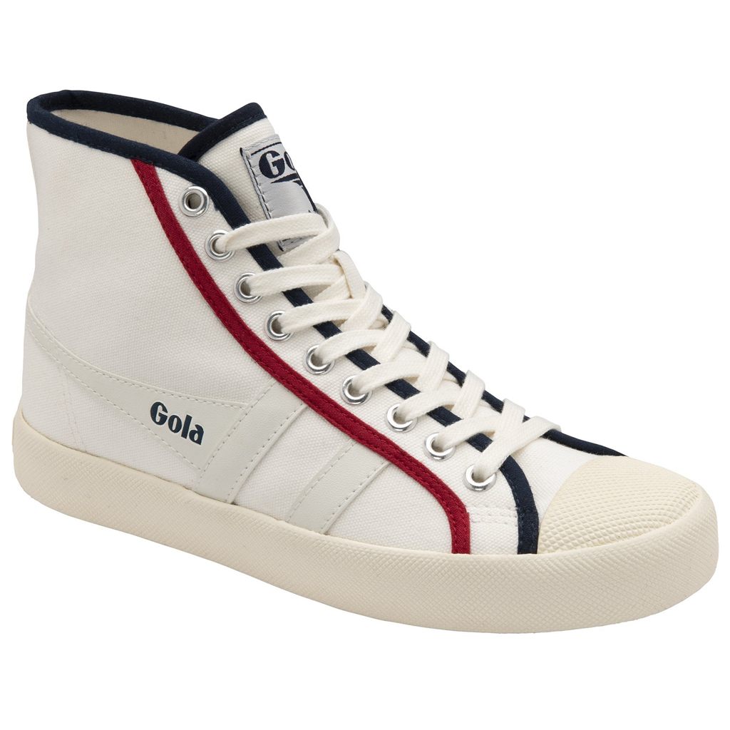 Gola Vegan Classics Coaster Smash High Shoes Branco Azul Marinho Vermelhas Escuro Portugal | UBZY51328