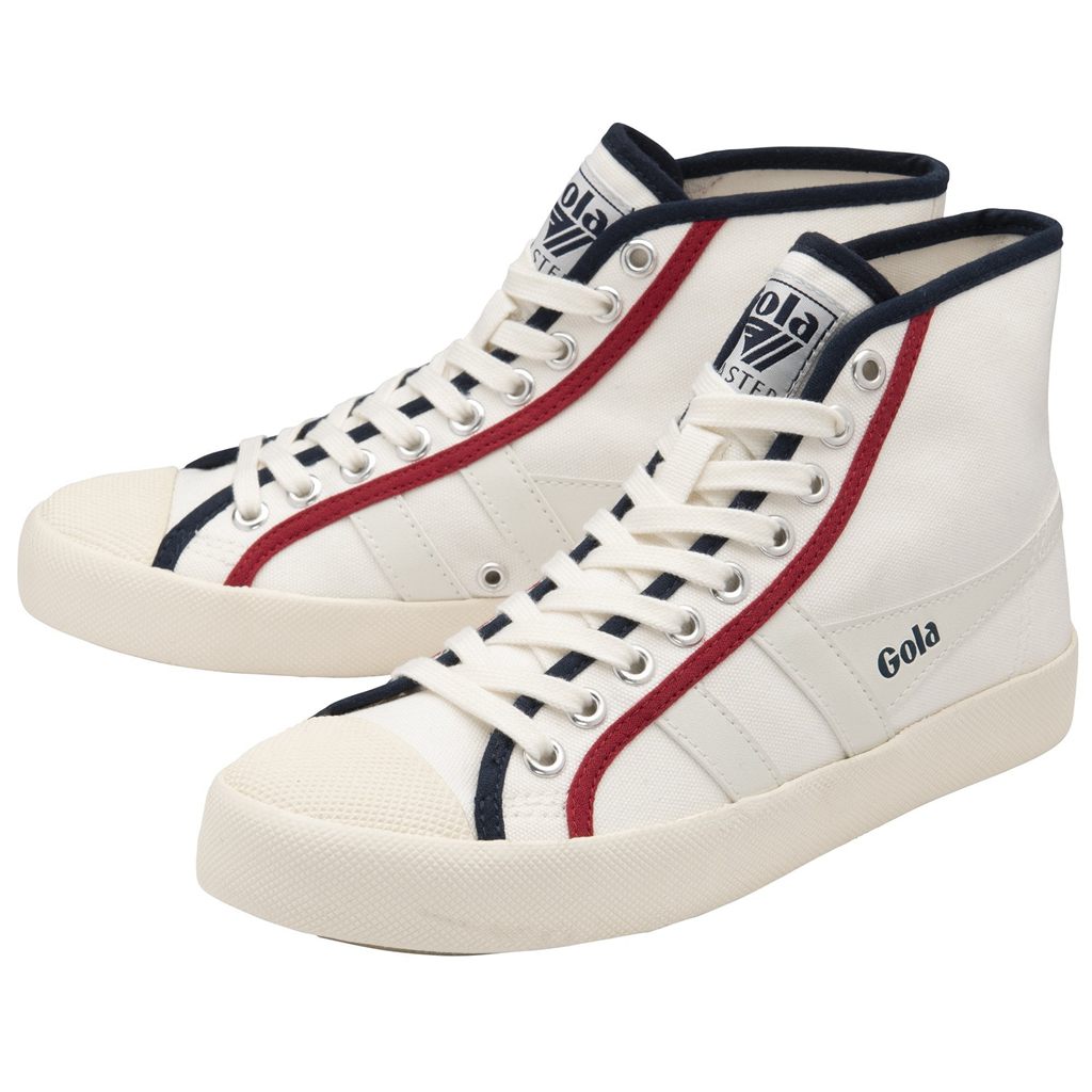 Gola Vegan Classics Coaster Smash High Shoes Branco Azul Marinho Vermelhas Escuro Portugal | UBZY51328