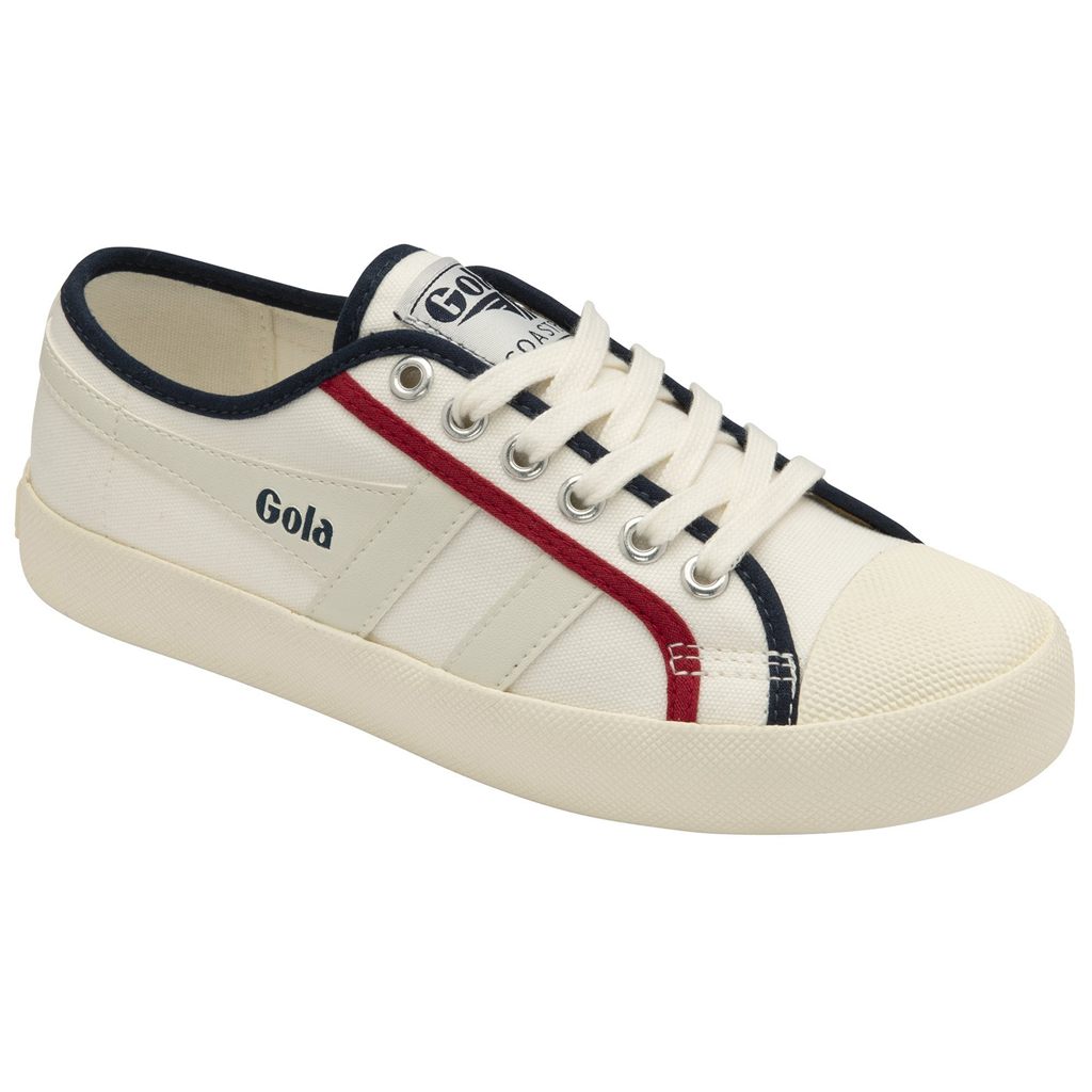 Gola Vegan Classics Coaster Smash Shoes Branco Azul Marinho Vermelhas Escuro Portugal | YPBE13608