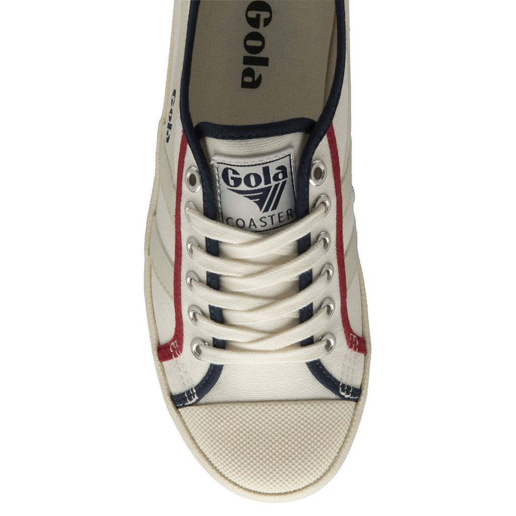 Gola Vegan Classics Coaster Smash Shoes Branco Azul Marinho Vermelhas Escuro Portugal | YPBE13608