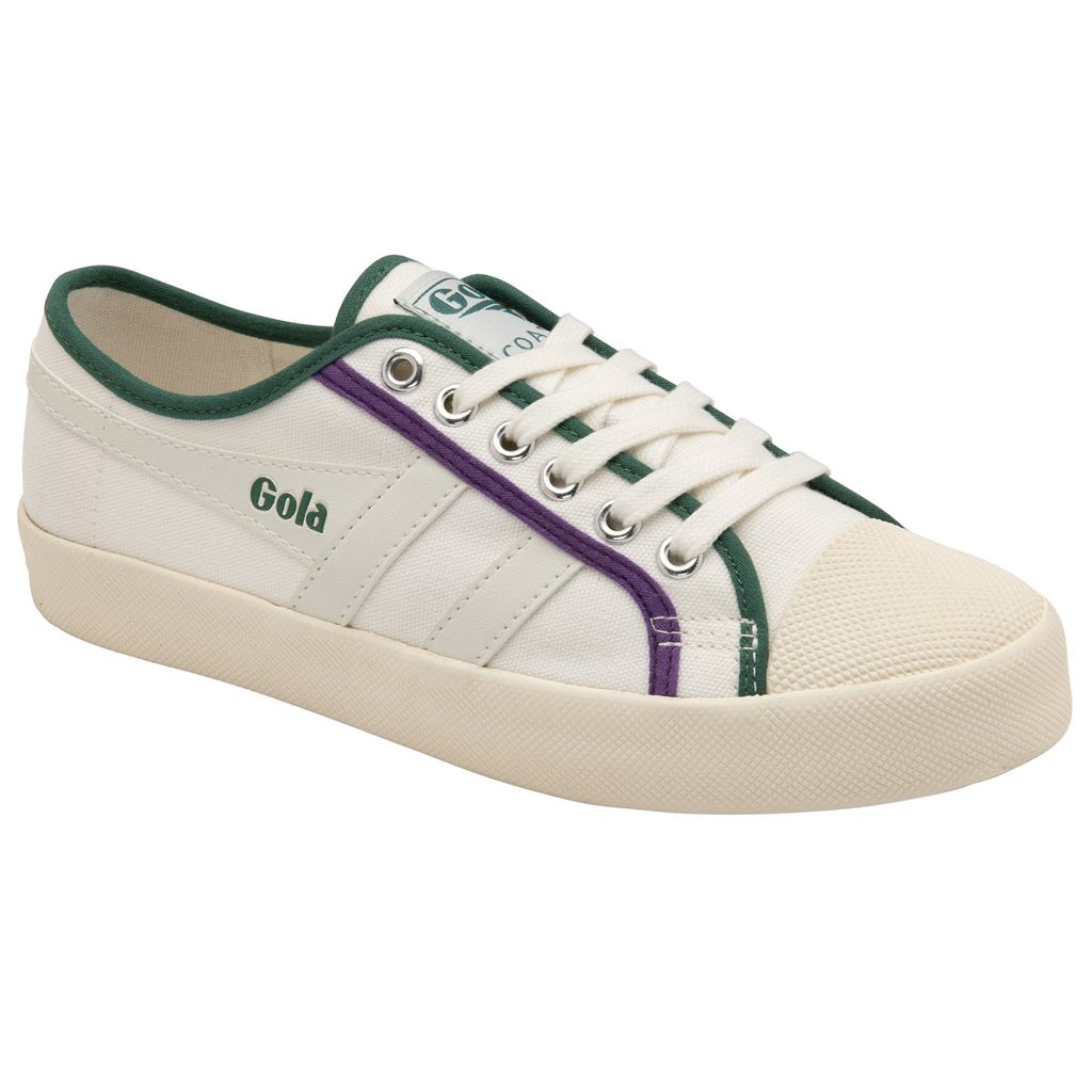 Gola Vegan Classics Coaster Smash Shoes Branco Verdes Escuro Roxo Portugal | OCWJ75610