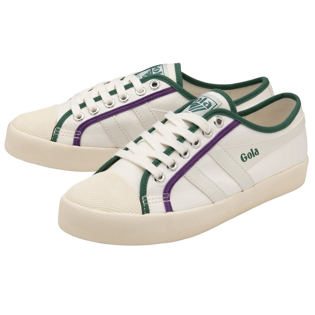 Gola Vegan Classics Coaster Smash Shoes Branco Verdes Escuro Roxo Portugal | OCWJ75610
