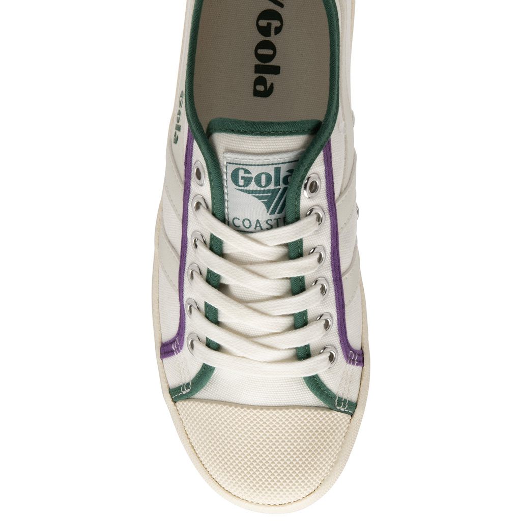 Gola Vegan Classics Coaster Smash Shoes Branco Verdes Escuro Roxo Portugal | OCWJ75610
