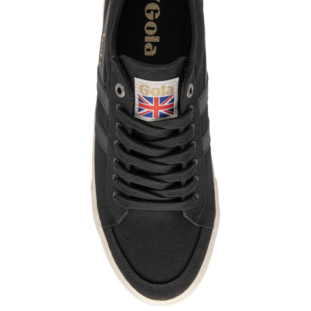 Gola Vegan Classics Comet Plimsoll Sneakers Pretas Pretas Branco Portugal | YCMA13405