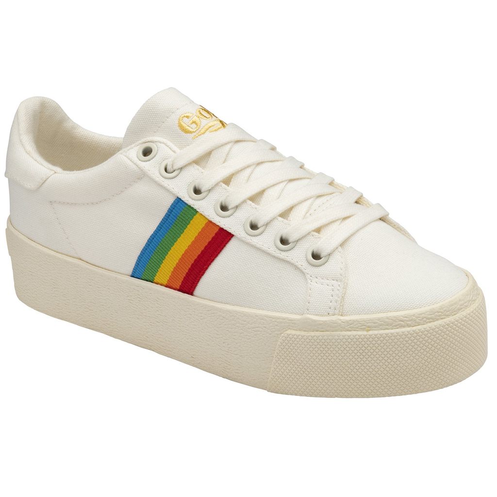 Gola Vegan Classics Orchid Platform Rainbow Shoes Branco Portugal | EIBO14678